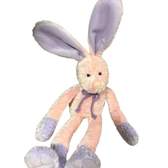 GUND Plush Pink Rabbit Wabbit Purple Hands Feet Poseable Ears Ball Tail 17" - Picture 1 of 4